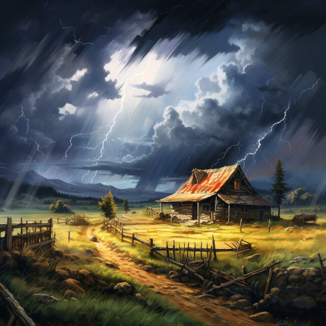 Countryside Rain Reverie: Rural Serenity