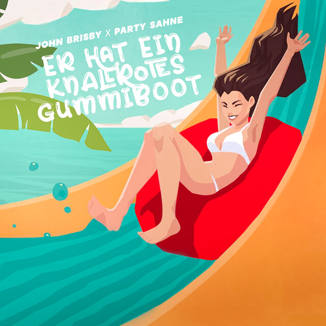 Er hat ein knallrotes Gummiboot