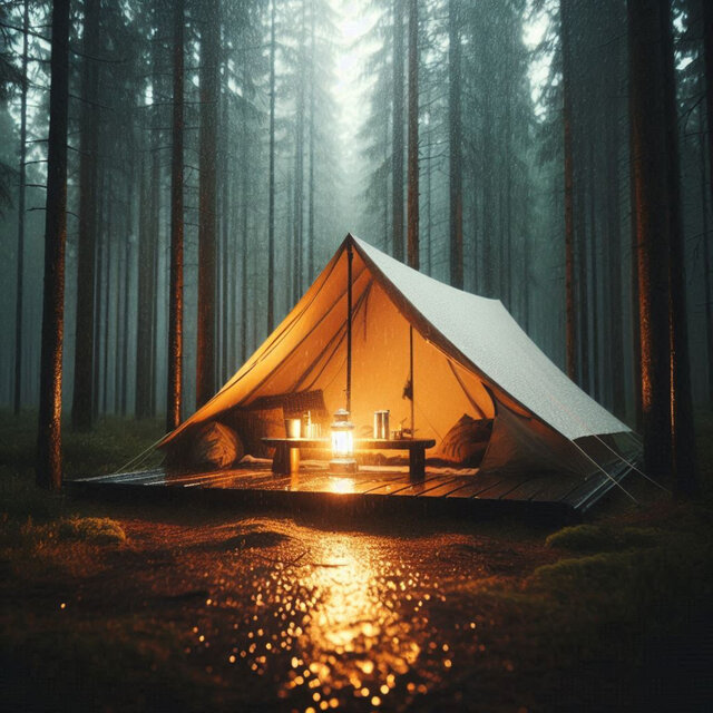 Heavy Rain and Wind in the Tent