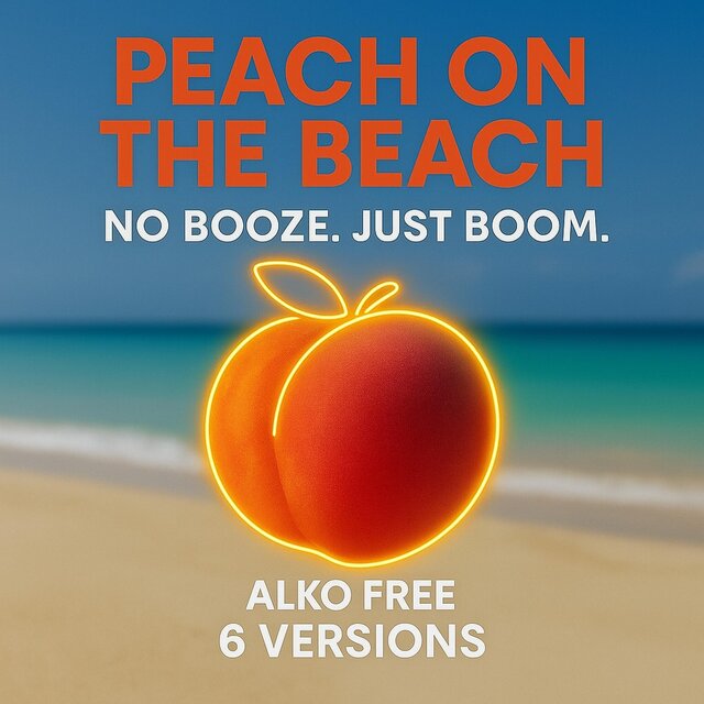 Peach on the Beach – No Booze. Just Boom.  All Alko Free Versions