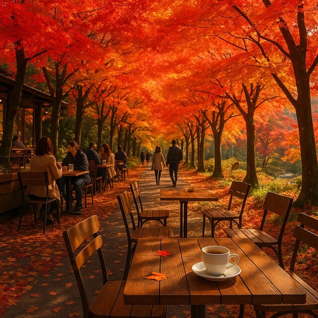 紅葉の名所を巡りながら気分が高まるカフェBGM