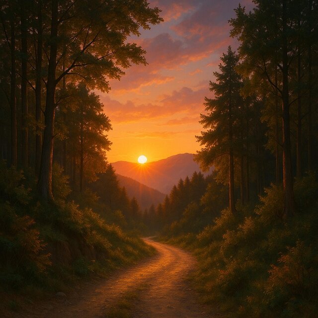 夕焼けの山道で心がととのうヒーリングBGM