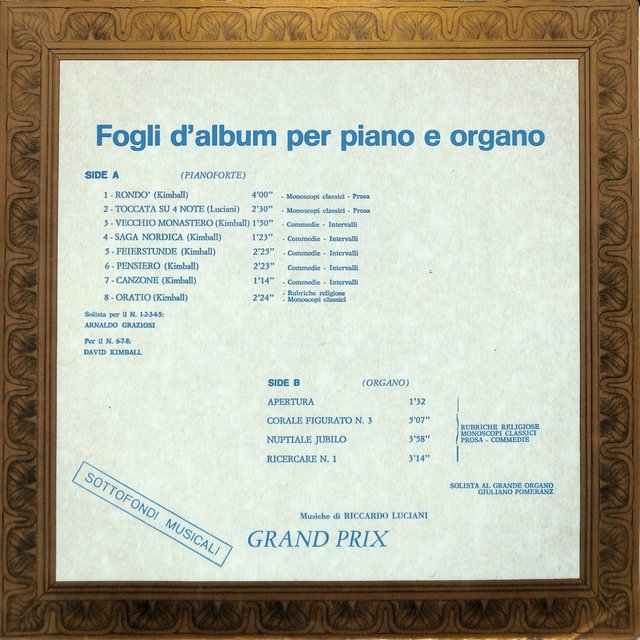 Fogli d’album per piano e organo