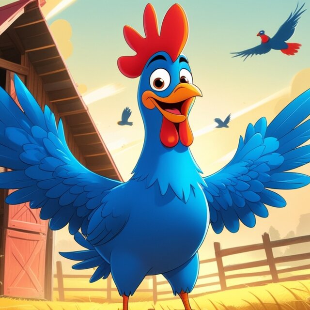 Der blaue Hahn auf dem Bauernhof
