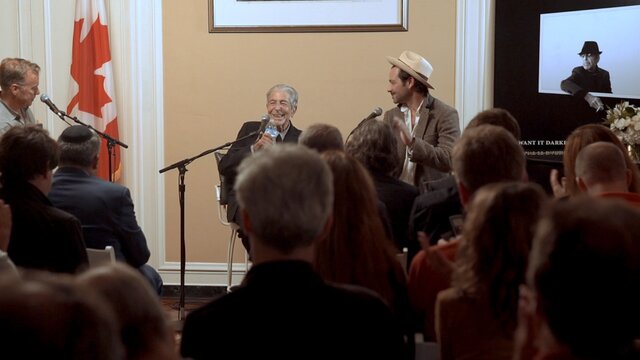Leonard Cohen thanks the audience (Official You Want It Darker press conference)