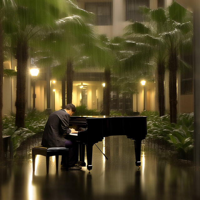 Retiro De Meditación Con Piano Empapado De Lluvia