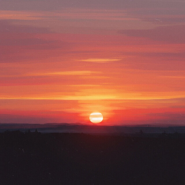sunset with old