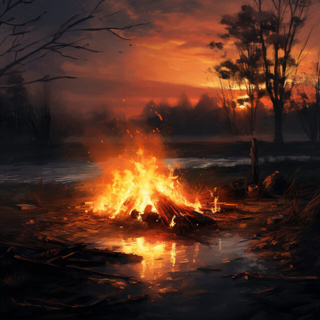 Ash Lullabies: Calming Sleep Music with Fire Backdrop