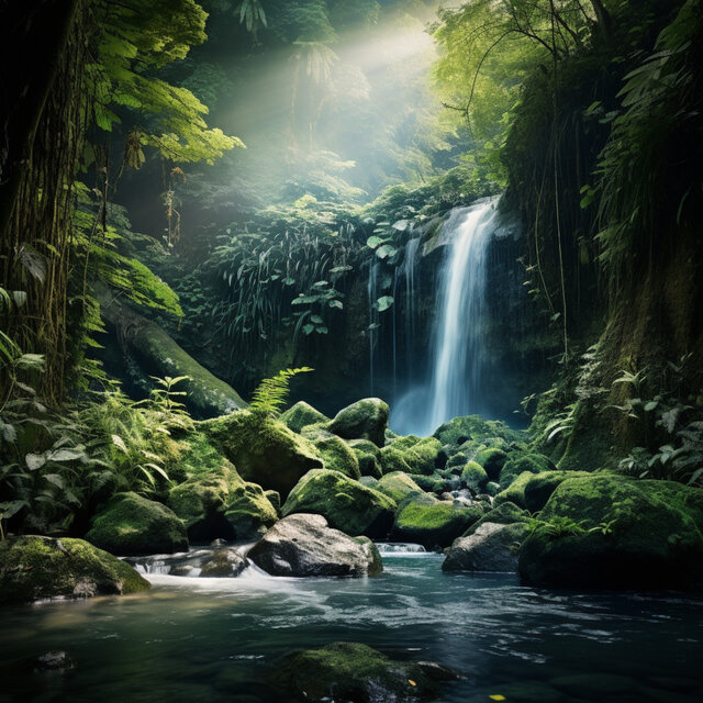 Piano Serenity: Waterfall's Relaxing Echo