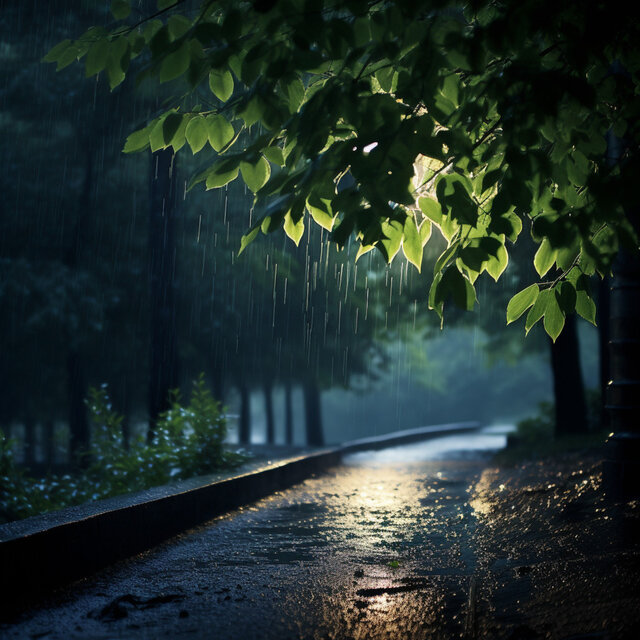 Rain in Nature: Serene Droplet Symphony