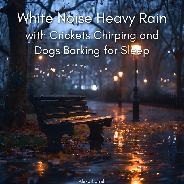 White Noise Heavy Rain with Crickets Chirping and Dogs Barking for Sleep