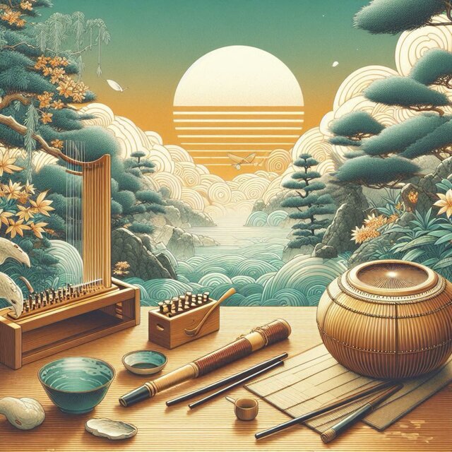 The light rhythm of shakuhachi and koto