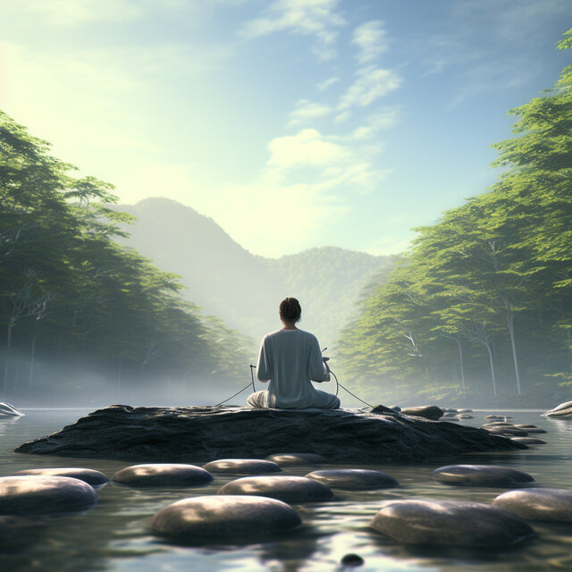 Binaural River: Meditation Harmonic Tunes