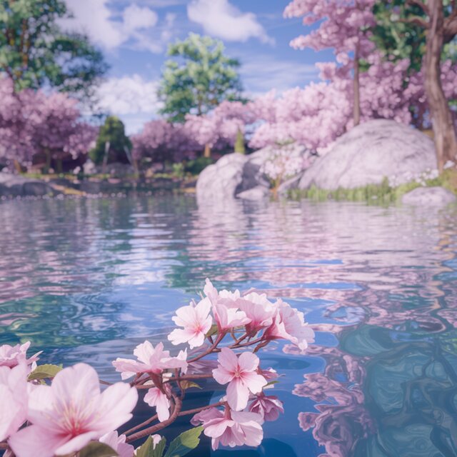 벚꽃이 피는 호수에서 (At the lake where cherry blossoms bloom)