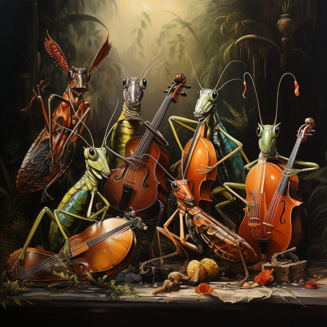Los Pájaros De La Naturaleza Acompañan A La Orquesta De Insectos