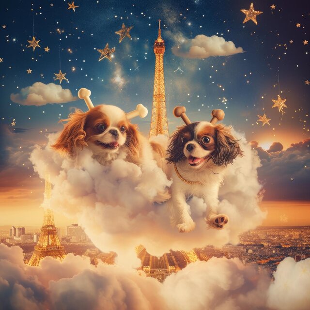 Havre de Douceur: Flânerie Enveloppante avec des Chiots dans les Nuages