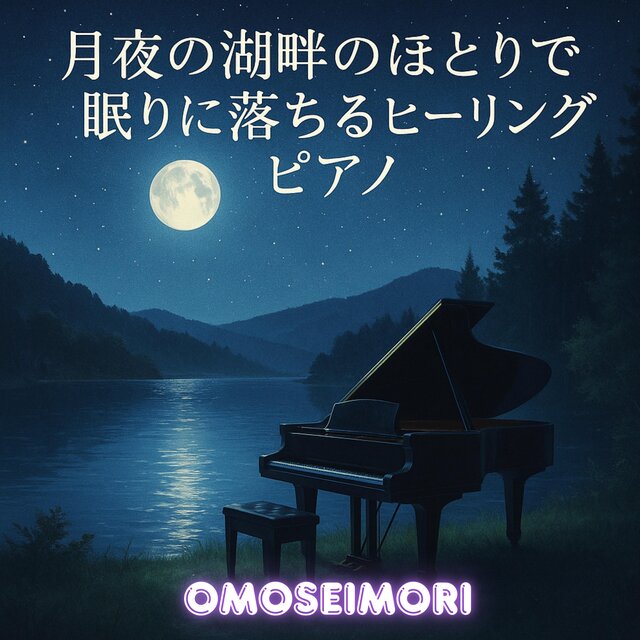 月夜の湖畔のほとりで眠りに落ちるヒーリングピアノ
