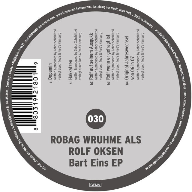 Cover art for album Bart eins - EP by Robag Wruhme