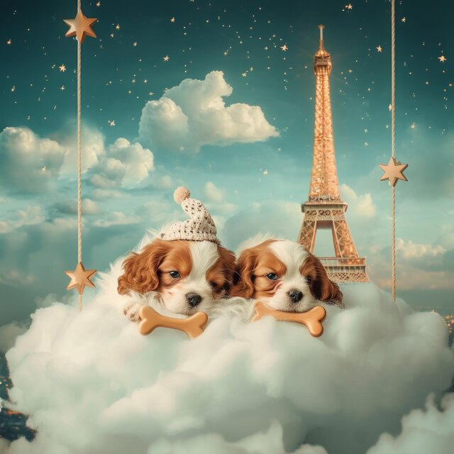 L'Étreinte du Firmament : Quand le Chien Rêveur Rencontré la Tour Eiffel