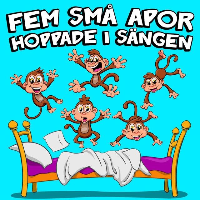 Fem Små Apor Hoppade I Sängen