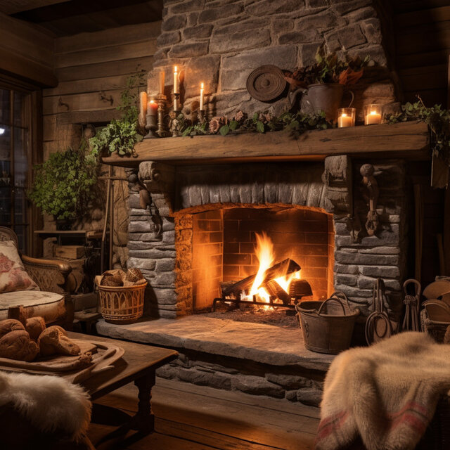Ambiente De Trabajo Junto A La Chimenea: Melodías Productivas Binaurales
