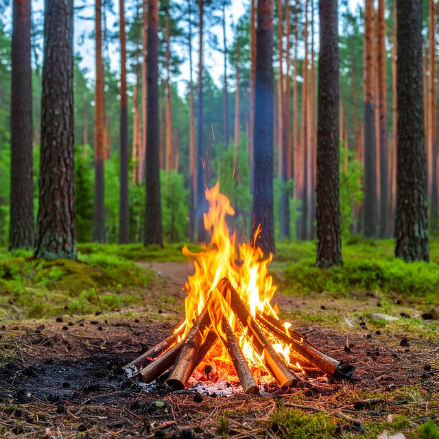 Fire and Bird chirping Sounds