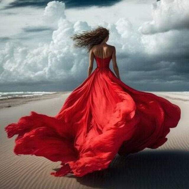 Red dress woman