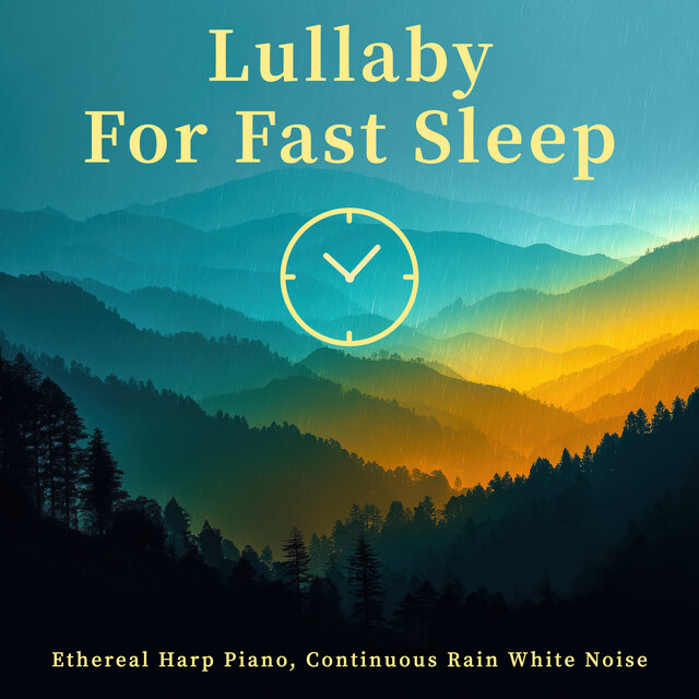 Lullaby for Fast Sleep - Ethereal Harp Piano, Continuous Rain White Noise