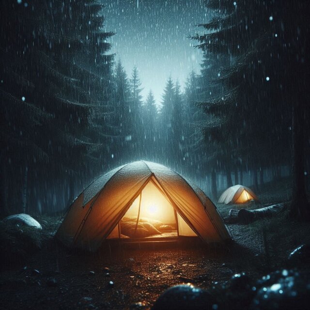 Hail And Rain Noise in Tent at Night