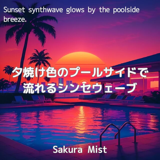 夕焼け色のプールサイドで流れるシンセウェーブ