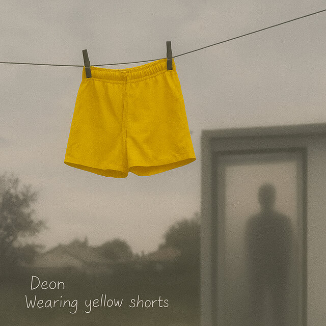 Wearing yellow shorts