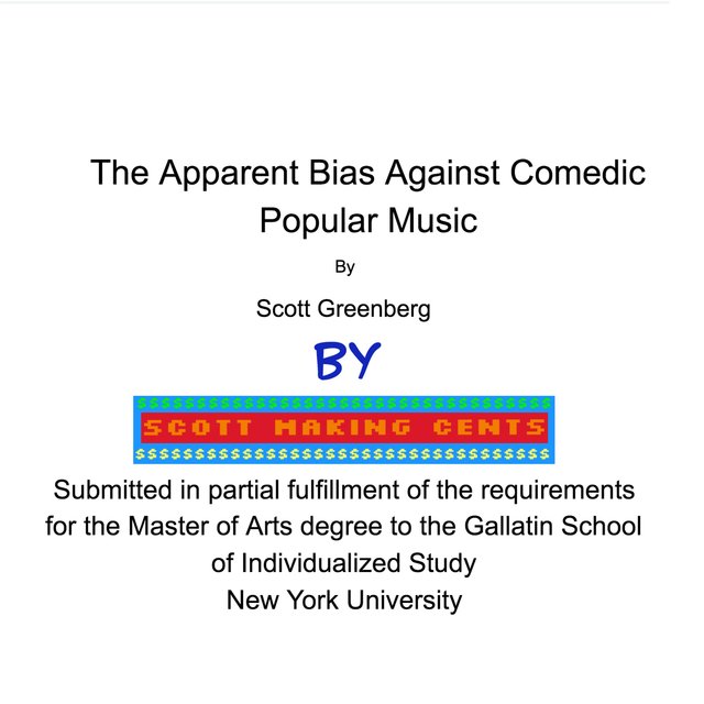 The Apparent Bias Against Comedic Popular Music by Scott Greenberg