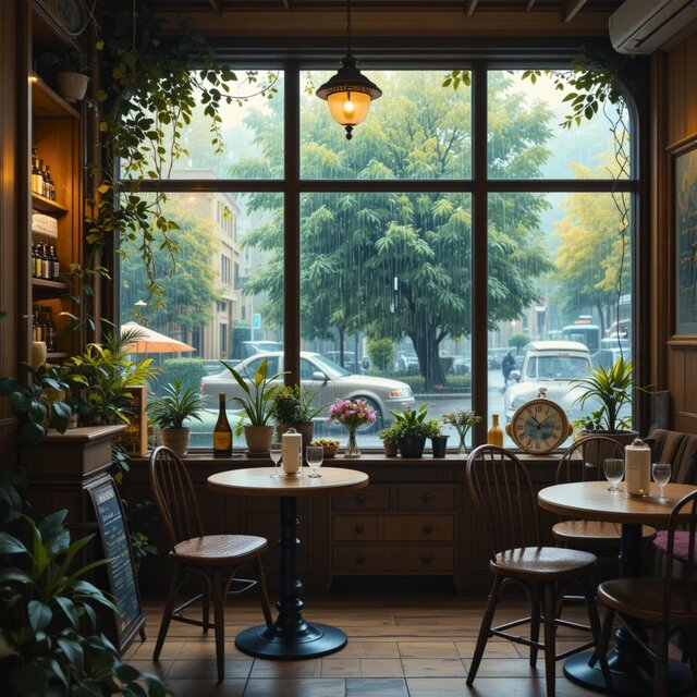 Cozy Cafe Shop Music for a Peaceful Rainy Afternoon and Quiet Contemplation