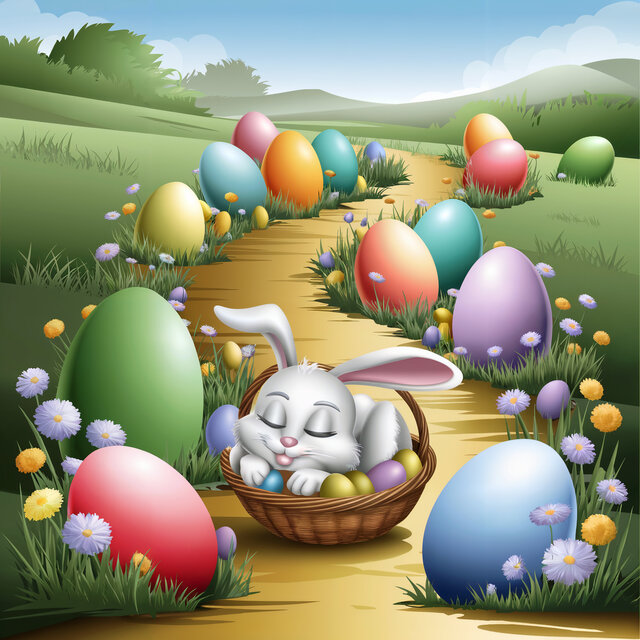 Caminhos Dourados Entre Ovos Coloridos e Sonhos do Coelhinho da Páscoa