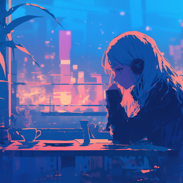 夜のカフェで余韻に浸るチルピアノ