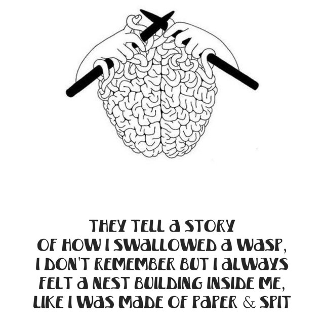 They tell a story of how I swallowed a wasp, I don't remember but I always felt a nest building inside me, like I was made of paper & spit