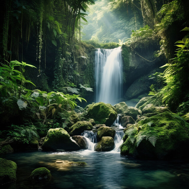 Nature's Binaural Oasis: Waterfall Serenity