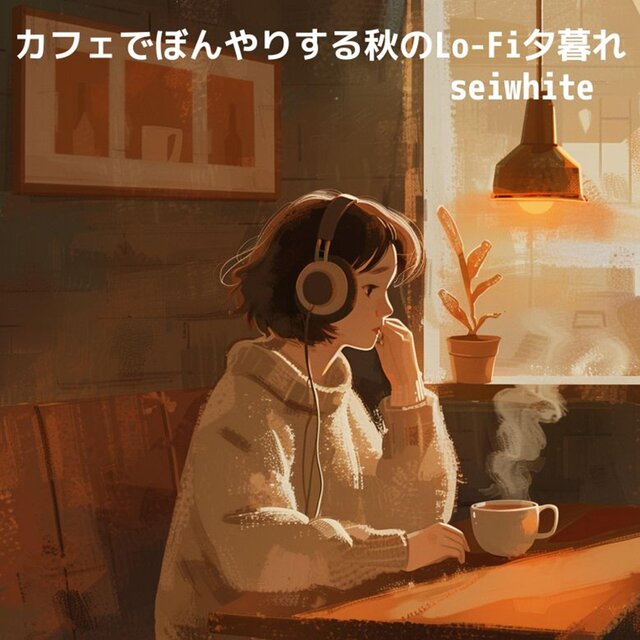 カフェでぼんやりする秋のLo-Fi夕暮れ